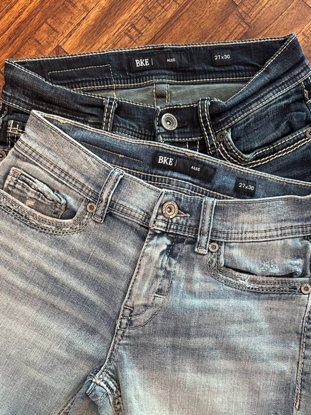 LOT OF 2 BKE Alec Jeans Men’s 27x30 By Buckle Dark & Light Wash Excellent